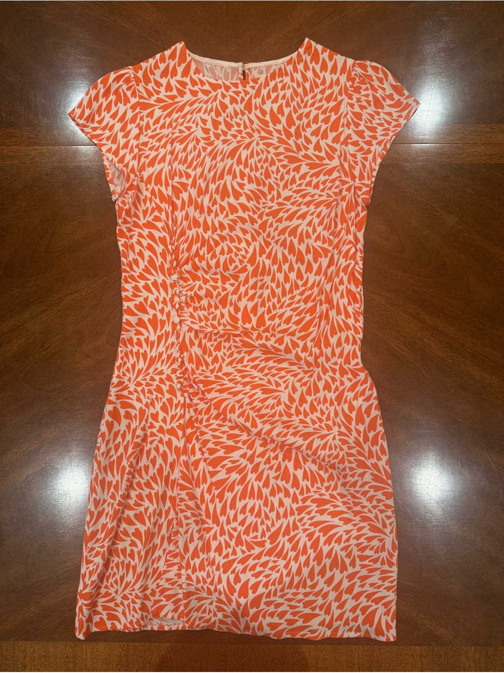 Reformation Seline Dress - Orange & White Heart Swirl Print - Size 8